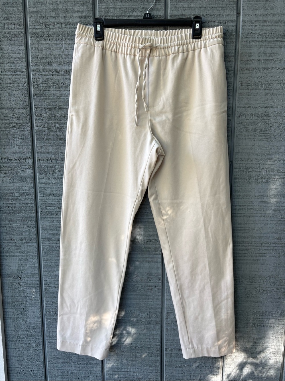 Quiet luxury Zara Cream old money Elastic Waist Tapered natural Trousers Size L